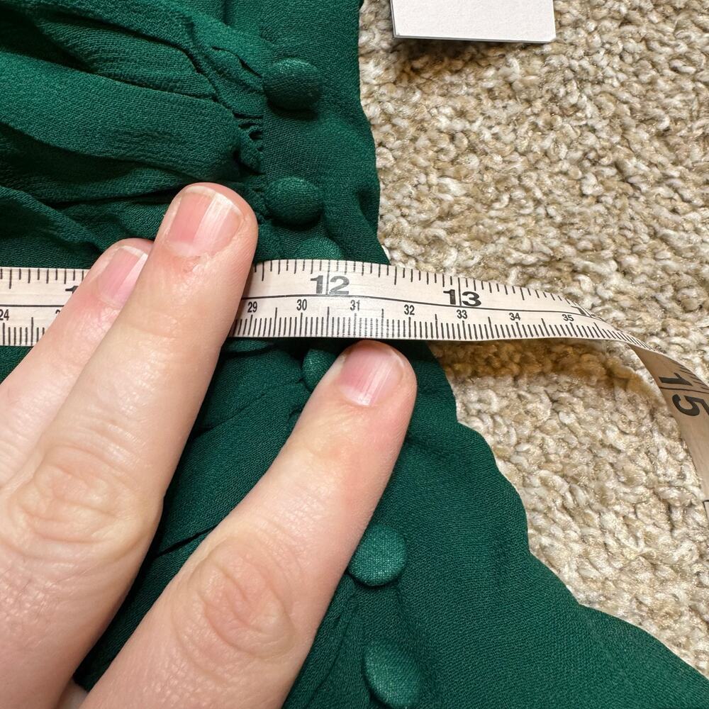 NWT Reformation Breanna Gathered Waist V Neck Flowy Dress in Emerald Green Sz 0 - Picture 4 of 6